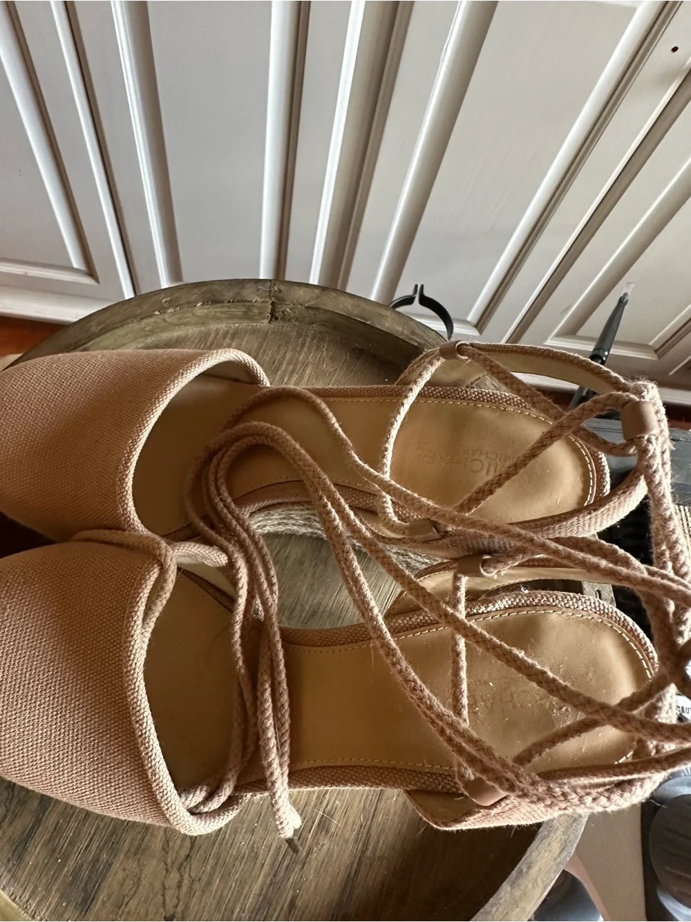 MICHAEL Michael Kors Blush Canvas Espadrille Wedge Sandals